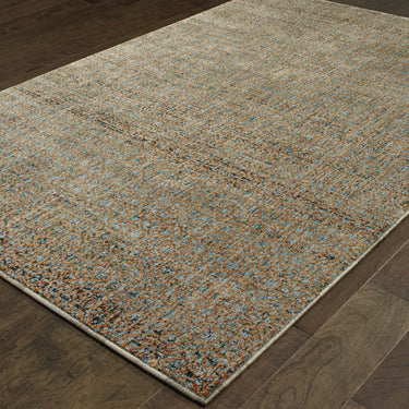 Oriental Weavers Atlas 8048B Blue and Gold Compact Bedroom Accent Polypropylene Blend Area Rug - 3'3" x 5'2"