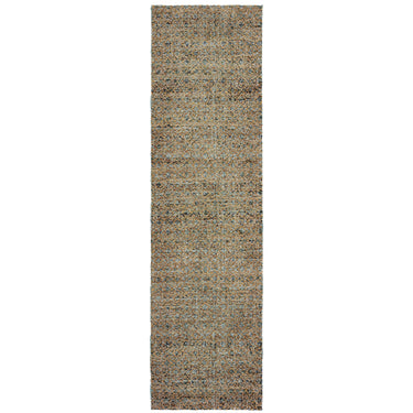 Oriental Weavers Atlas 8048B Blue and Gold Hallway Runner Transitional Runner Rug 2'3" x 8' — runner shape view