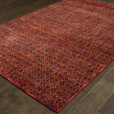 Oriental Weavers Atlas 8048K Red and Rust Large Seating Area Rug Polypropylene Blend Area Rug 6'7" x 9'6" — angled view showing pattern scale