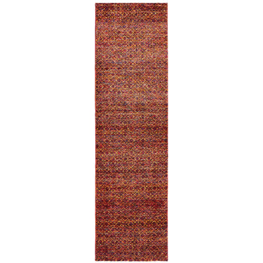 Oriental Weavers Atlas 8048K Red and Rust Hallway Runner Polypropylene Blend Runner Rug 2'3" x 8' — runner shape view