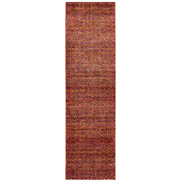 Oriental Weavers Atlas 8048K Red and Rust Hallway Runner Geometric Runner Rug - 2'6" x 12'