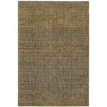 Oriental Weavers Atlas 8048P Green and Gold Hallway Runner Geometric Runner Rug 2'3" x 8' — full overhead view of the rug