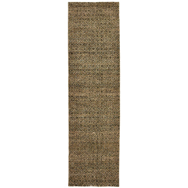 Oriental Weavers Atlas 8048P Green and Gold Hallway Runner Geometric Runner Rug - 2'3" x 8'