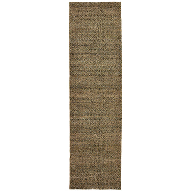 Oriental Weavers Atlas 8048P Green and Gold Hallway Runner Geometric Runner Rug 2'3" x 8' — runner shape view