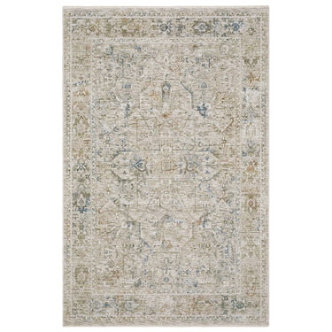Oriental Weavers Avalon AVA02 Beige and Blue Medium Living Room Rug Traditional Area Rug - 5'3" x 7'10"