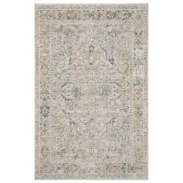 Oriental Weavers Avalon AVA02 Beige and Blue Large Seating Area Rug Polyester Area Rug 7'10" x 10'2" — full overhead view of the rug