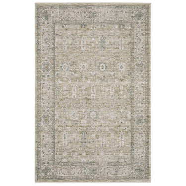 Oriental Weavers Avalon AVA03 Beige and Gray Large Seating Area Rug Medallion Area Rug 6'7" x 10' — full overhead view of the rug