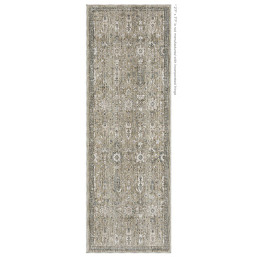 Oriental Weavers Avalon AVA03 Beige and Gray Hallway Runner Medallion Runner Rug - 2'7" x 7'7"