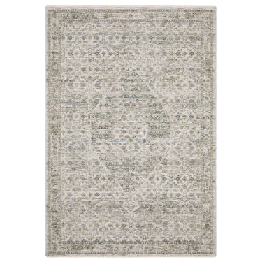 Oriental Weavers Avalon Grey AVA04 Gray and Beige Hallway Runner Polyester Runner Rug 2'7" x 7'7" — full overhead view of the rug