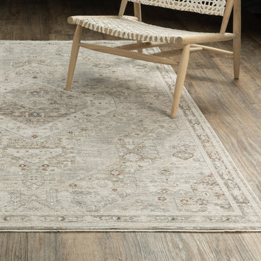 Oriental Weavers Avalon AVA06 Beige and Ivory Extra Large Room Anchor Medallion Area Rug 9'10" x 12'10" — lifestyle setting