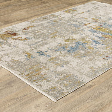 Oriental Weavers Bauer 1340W Beige and Multi Large Seating Area Rug Polyester Area Rug 6'7" x 9'6" — angled view showing pattern scale