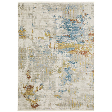 Oriental Weavers Bauer 1340W Beige and Multi Hallway Runner Abstract Runner Rug 2'3" x 7'6" — full overhead view of the rug