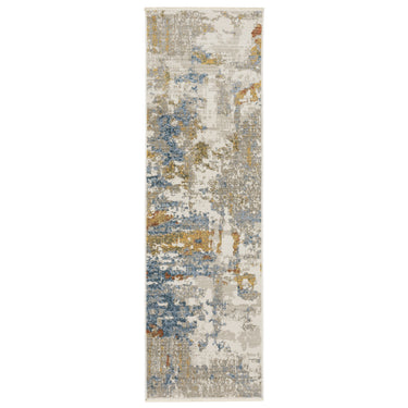 Oriental Weavers Bauer 1340W Beige and Multi Hallway Runner Abstract Runner Rug 2'3" x 7'6" — runner shape view