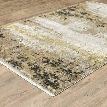 Oriental Weavers Bauer 2061X Gold and Black Compact Bedroom Accent Modern Area Rug 3'10" x 5'5" — angled view showing pattern scale