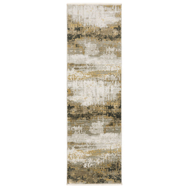 Oriental Weavers Bauer 2061X Gold and Black Hallway Runner Modern Runner Rug 2'3" x 7'6" — runner shape view