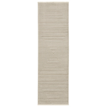 Oriental Weavers Bauer 4150E Beige and Ivory Hallway Runner Geometric Runner Rug 2'3" x 7'6" — runner shape view