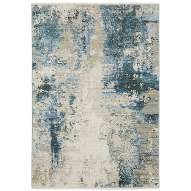 Oriental Weavers Bauer 041L2 Blue and Beige Medium Living Room Rug Modern Area Rug 5'3" x 7'6" — full overhead view of the rug