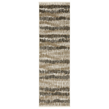 Oriental Weavers Bauer 8120D Beige and Charcoal Hallway Runner Abstract Runner Rug 2'3" x 7'6" — runner shape view