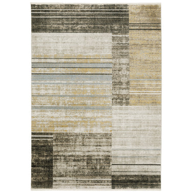 Oriental Weavers Bauer 090N2 Beige and Charcoal Hallway Runner Modern Runner Rug 2'3" x 7'6" — full overhead view of the rug