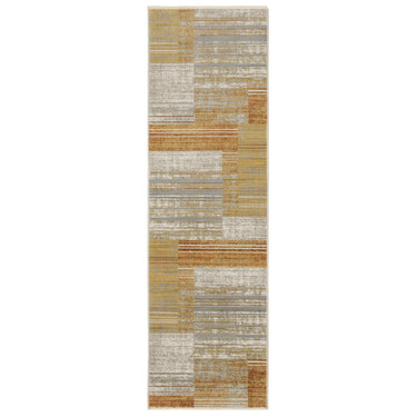 Oriental Weavers Bauer Orange 090R2 Rust and Gold Hallway Runner Modern Runner Rug 2'3" x 7'6" — runner shape view