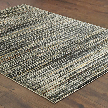 Oriental Weavers Bowen 1332H Black and Navy Large Seating Area Rug Modern Area Rug 6'7" x 9'6" — angled view showing pattern scale