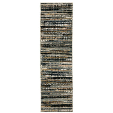 Oriental Weavers Bowen 1332H Black and Navy Hallway Runner Modern Runner Rug 2'3" x 7'6" — runner shape view