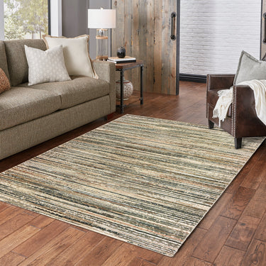 Oriental Weavers Bowen 1332J Ivory and Gold Oversized Dining Room Rug Modern Area Rug 7'10" x 10'10" — styled in a furnished room
