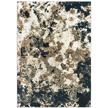 Oriental Weavers Bowen 1808Q Navy and Gold Hallway Runner Polypropylene Runner Rug 2'3" x 7'6" — full overhead view of the rug