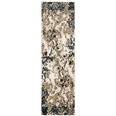 Oriental Weavers Bowen 1808Q Navy and Gold Hallway Runner Polypropylene Runner Rug 2'3" x 7'6" — runner shape view