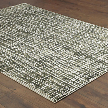 Oriental Weavers Bowen Grey 2066W Gray and Ivory Extra Large Room Anchor Abstract Area Rug 9'10" x 12'10" — angled view showing pattern scale