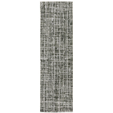 Oriental Weavers Bowen Grey 2066W Gray and Ivory Hallway Runner Abstract Runner Rug 2'3" x 7'6" — runner shape view