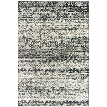 Oriental Weavers Bowen Grey 042H2 Gray and Ivory Hallway Runner Geometric Runner Rug 2'3" x 7'6" — full overhead view of the rug