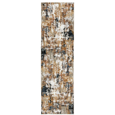 Oriental Weavers Bowen Grey 4928X Gray and Gold Hallway Runner Modern Runner Rug 2'3" x 7'6" — runner shape view