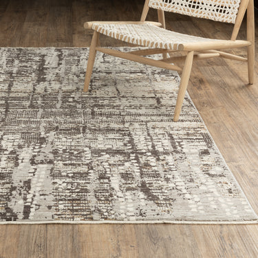 Oriental Weavers Branigan BRG01 Ivory and Brown Extra Large Room Anchor Contemporary Area Rug 9'10" x 12'10" — lifestyle setting
