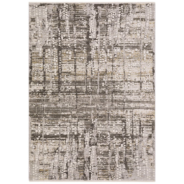 Oriental Weavers Branigan BRG01 Ivory and Brown Hallway Runner Contemporary Runner Rug 2'6" x 7'6" — full overhead view of the rug