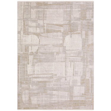 Oriental Weavers Branigan BRG04 Ivory and Gold Large Seating Area Rug Polyester Area Rug 6'7" x 9'6" — full overhead view of the rug