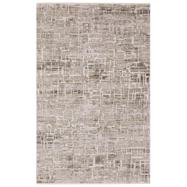Oriental Weavers Branigan BRG08 Ivory and Gray Hallway Runner Modern Runner Rug 2'6" x 7'6" — full overhead view of the rug