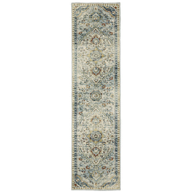 Oriental Weavers Branson BR01A Blue and Multi Hallway Runner Polypropylene Runner Rug 1'10" x 7'3" — runner shape view