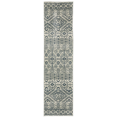 Oriental Weavers Branson BR02A Blue and Beige Hallway Runner Bohemian Runner Rug 1'10" x 7'3" — runner shape view