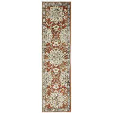 Oriental Weavers Branson Orange BR04A Rust and Beige Hallway Runner Medallion Runner Rug 1'10" x 7'3" — runner shape view