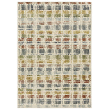 Oriental Weavers Branson BR06A Ivory and Multi Hallway Runner Striped Runner Rug 1'10" x 7'3" — full overhead view of the rug