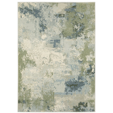 Oriental Weavers Branson BR08A Blue and Green Large Seating Area Rug Modern Area Rug 6'7" x 9'2" — full overhead view of the rug