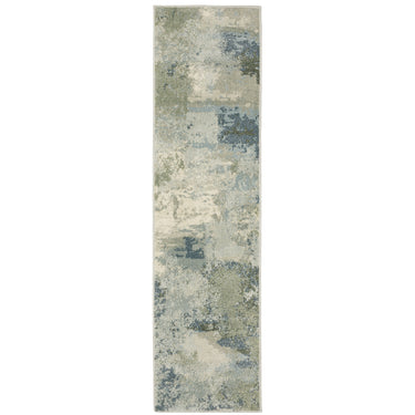 Oriental Weavers Branson BR08A Blue and Green Hallway Runner Polypropylene Runner Rug 1'10" x 7'3" — runner shape view