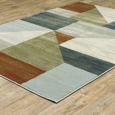 Oriental Weavers Branson Grey BR11A Gray and Multi Large Seating Area Rug Modern Area Rug 6'7" x 9'2" — angled view showing pattern scale