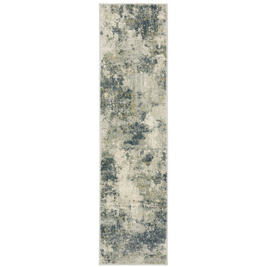 Oriental Weavers Branson BR12A Beige and Teal Hallway Runner Modern Runner Rug 1'10" x 7'3" — runner shape view