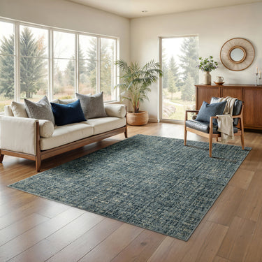 Oriental Weavers Branson BR13A Blue and Gray Compact Bedroom Accent Modern Area Rug 3'3" x 5' — room setting