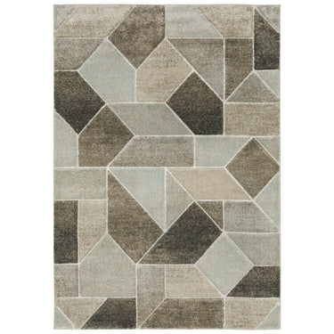 Oriental Weavers Cambria Grey 004L2 Gray and Brown Compact Bedroom Accent Geometric Area Rug 3'3" x 5' — full overhead view of the rug