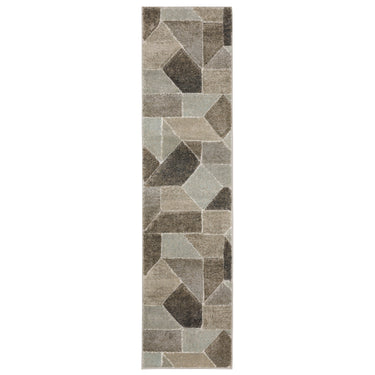 Oriental Weavers Cambria Grey 004L2 Gray and Brown Hallway Runner Geometric Runner Rug 1'10" x 7'6" — runner shape view