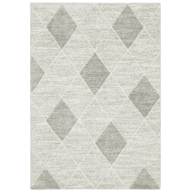 Oriental Weavers Cambria Grey 005W2 Gray and Ivory Hallway Runner Geometric Runner Rug 1'10" x 7'6" — full overhead view of the rug