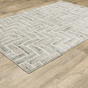 Oriental Weavers Cambria 093L2 Ivory and Beige Large Seating Area Rug Modern Area Rug 6'7" x 9'6" — angled view showing pattern scale